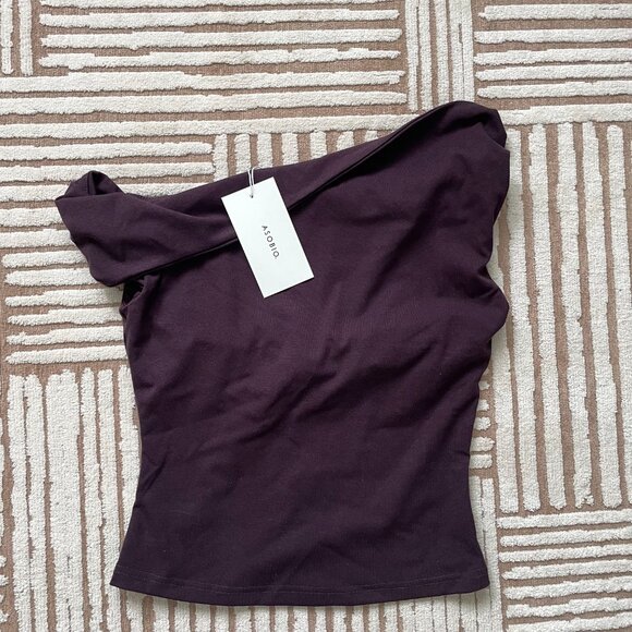 ASOBIO - Off-the-Shoulder Knit Top - Plum - XSmall - Picture 2 of 5